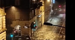 square flooded street