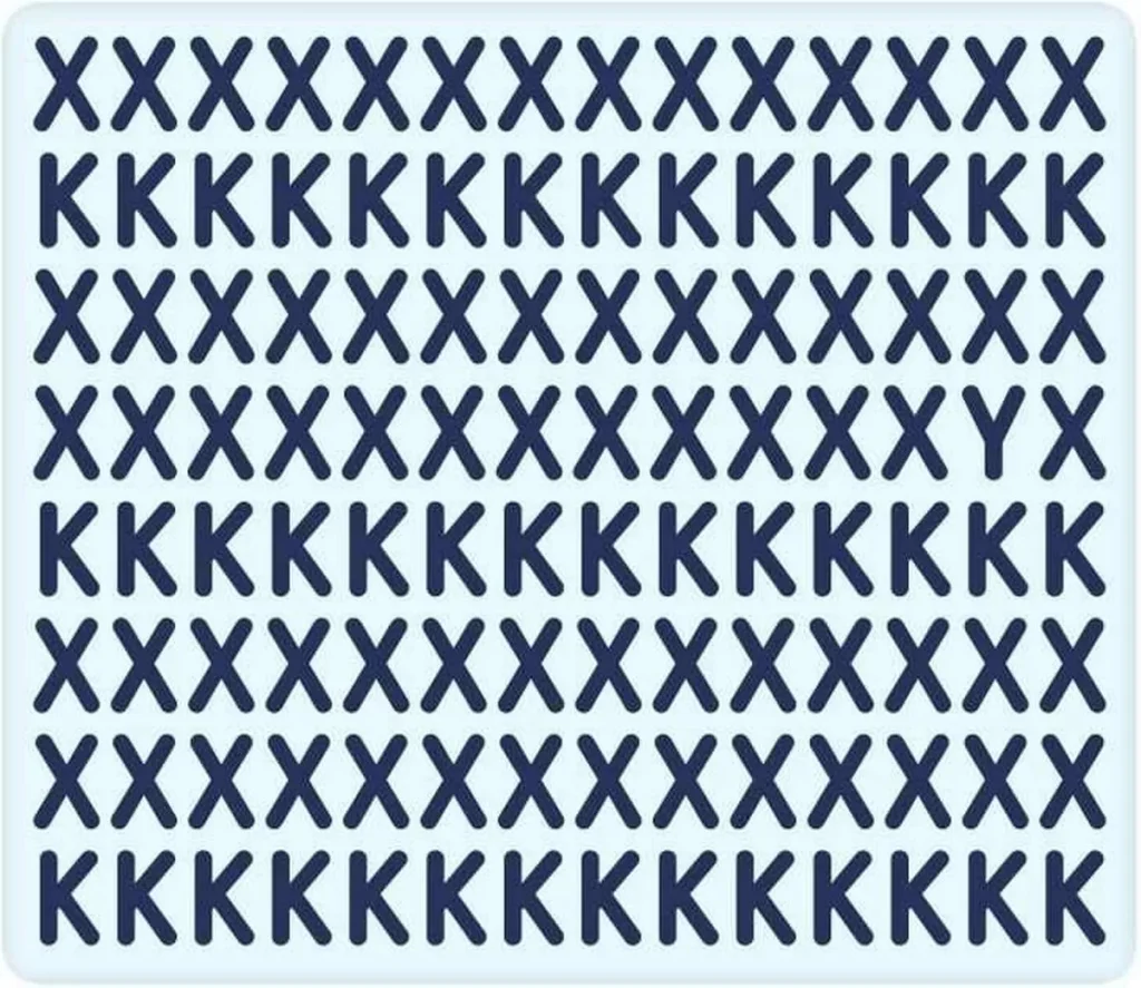 0 SpotOddLetterAmongXsandKsBrainTeaserIQTest