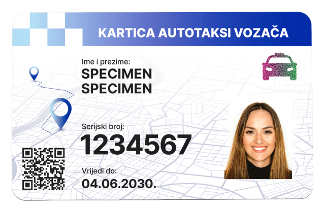 kartica autotaksi vozaca prednja