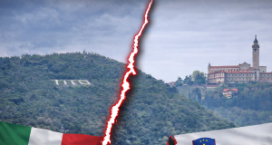 Natpis “Tito” na brdu Sabotin iznad Gorice uz granicu Italije i Slovenije