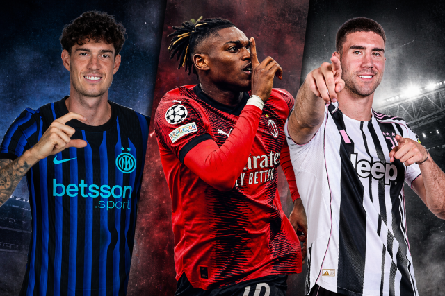 Kolaž nogometaša iz Serie A u dresovima Intera, Milana i Juventusa uz istaknuti naslov o aferi elitne prostitucije