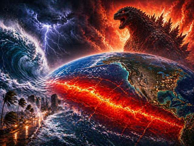 Ilustracija globalnog zagrijavanja oceana s naglašenim El Niño fenomenom i ekstremnim vremenskim uvjetima