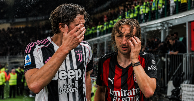 Luka Modrić i Manuel Locatelli drže se za lice nakon sudara glavama tijekom utakmice, vidno potreseni na terenu.