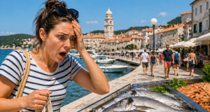 Turistica iznenađena cijenama ribe na štandu uz obalu u turističkom mjestu na otoku Krku