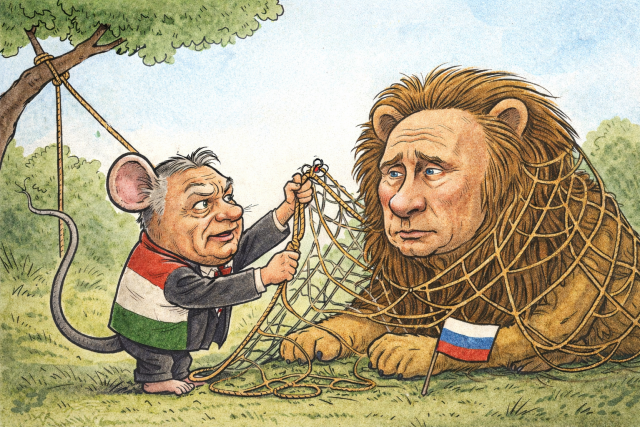 Orbán pomaže Putinovu lavu Orbán miš pomaže Putinu lavu