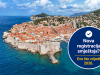 Zračni pogled na Dubrovnik s kružnim grafičkim istakom o novoj registraciji smještaja i pravilima za sezonu 2026.